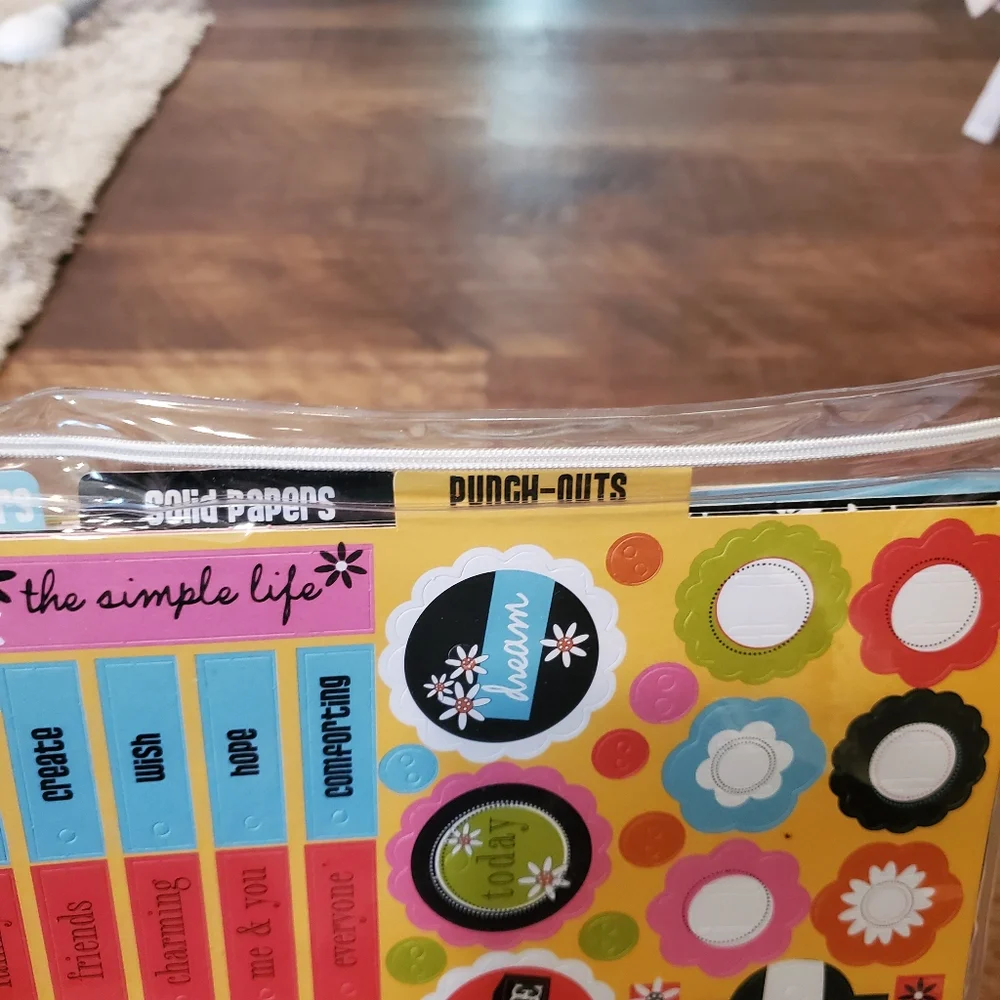 Colorful Scrapbooking Kit Arts Crafts Punch Outs Solid Pattern Specialty Papers